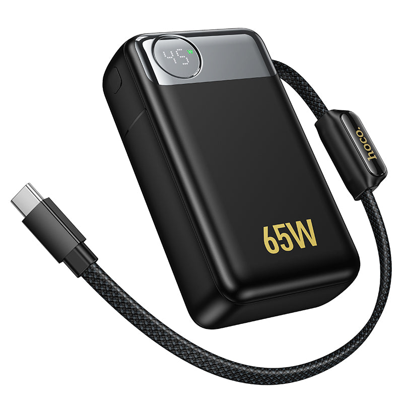65W Fast Charging Portable Power Bank with Built-in Cable (12000mAh)