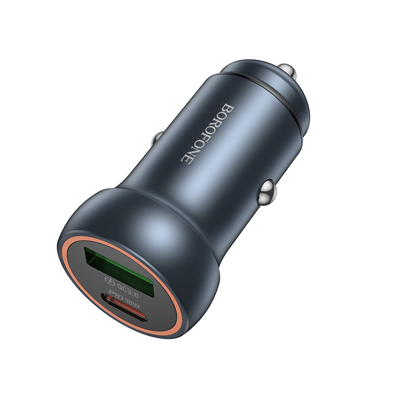 Dual-Port 30W PD & QC3.0 Aluminum Alloy Car Charger