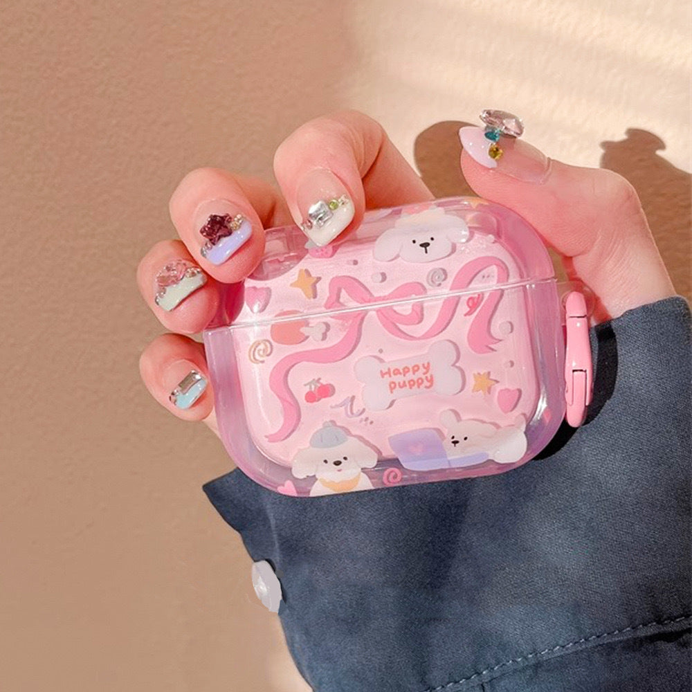 Pink Ribbon White Dog AirPods Case (Copy)