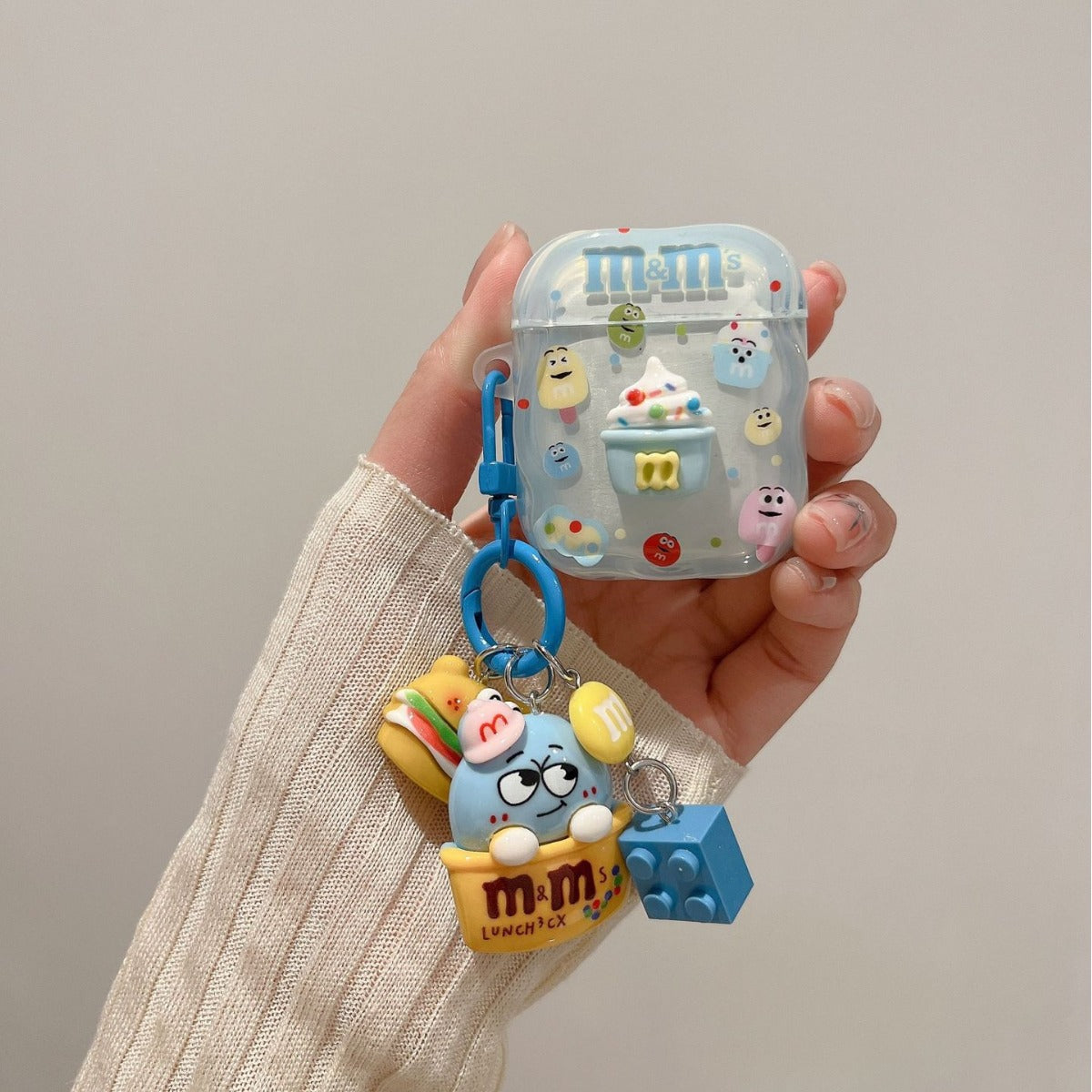 Novelty Blue M&M Character Keychain AirPods Case