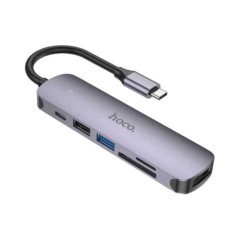 6 in 1 USB-C HUB (HDMI+USB3.0+USB2.0+SD+TF+PD)