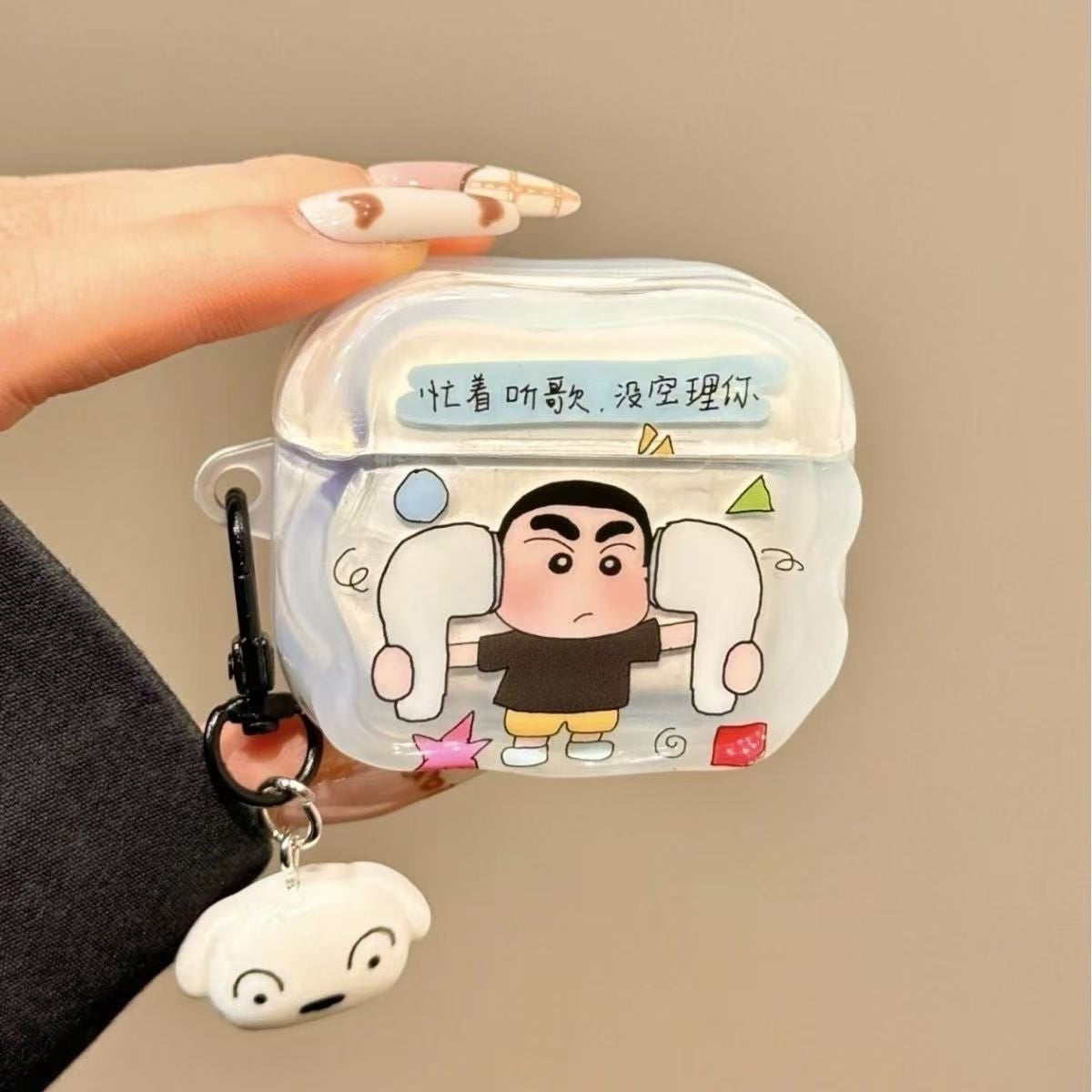 Crayon Shin-Chan & Shiro Dog Charm AirPods Case