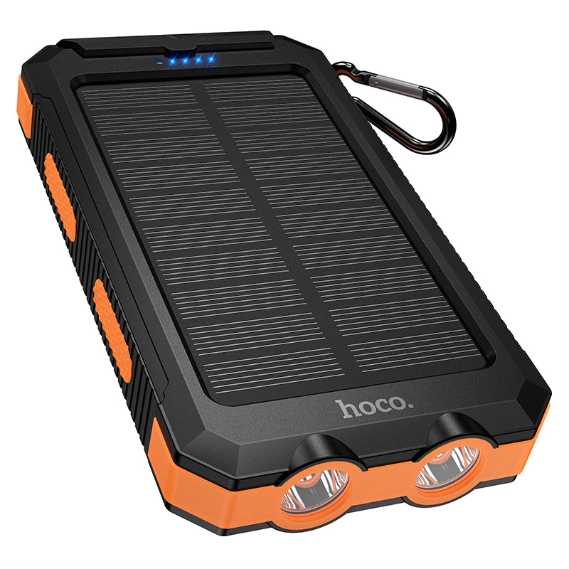 Solar Powered Power Bank with Dual Flashlights & Compass (8000mAh)