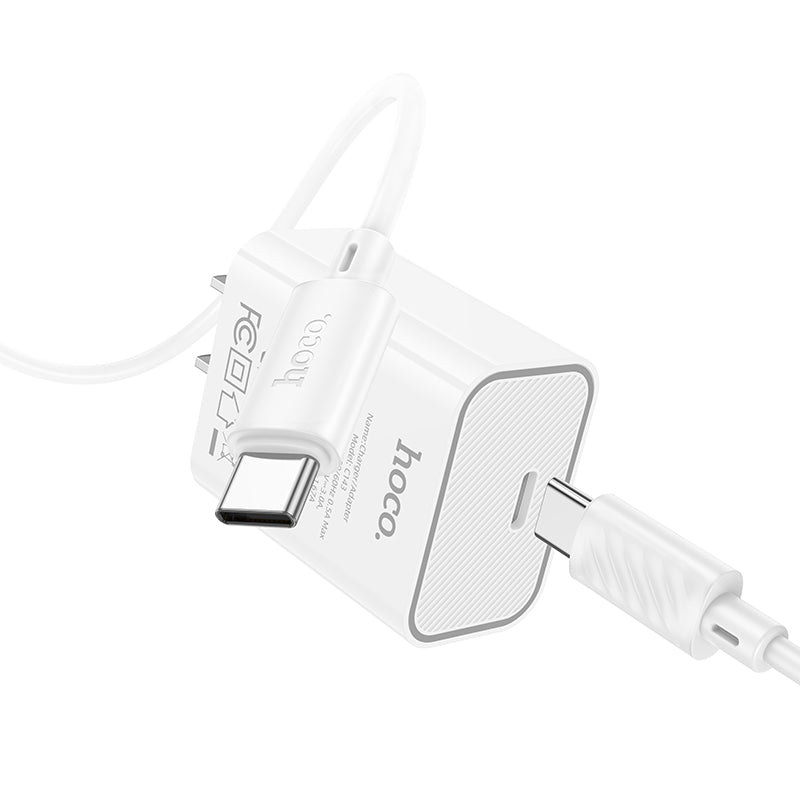 20W USB-C Fast Charger Wall Adapter Set with USB-C to USB-C Cable (1m)