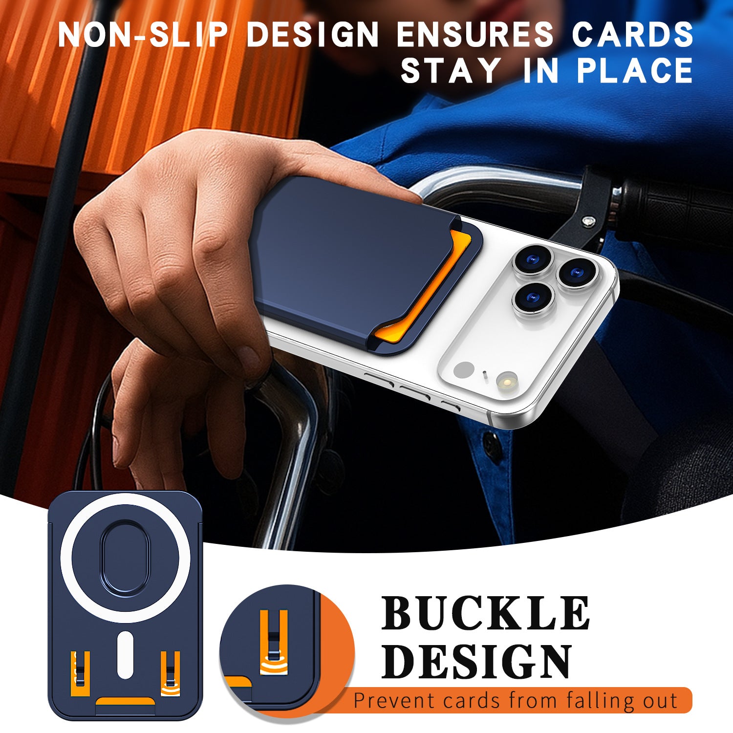 Magnetic Sliding Phone Card Holder Wallet