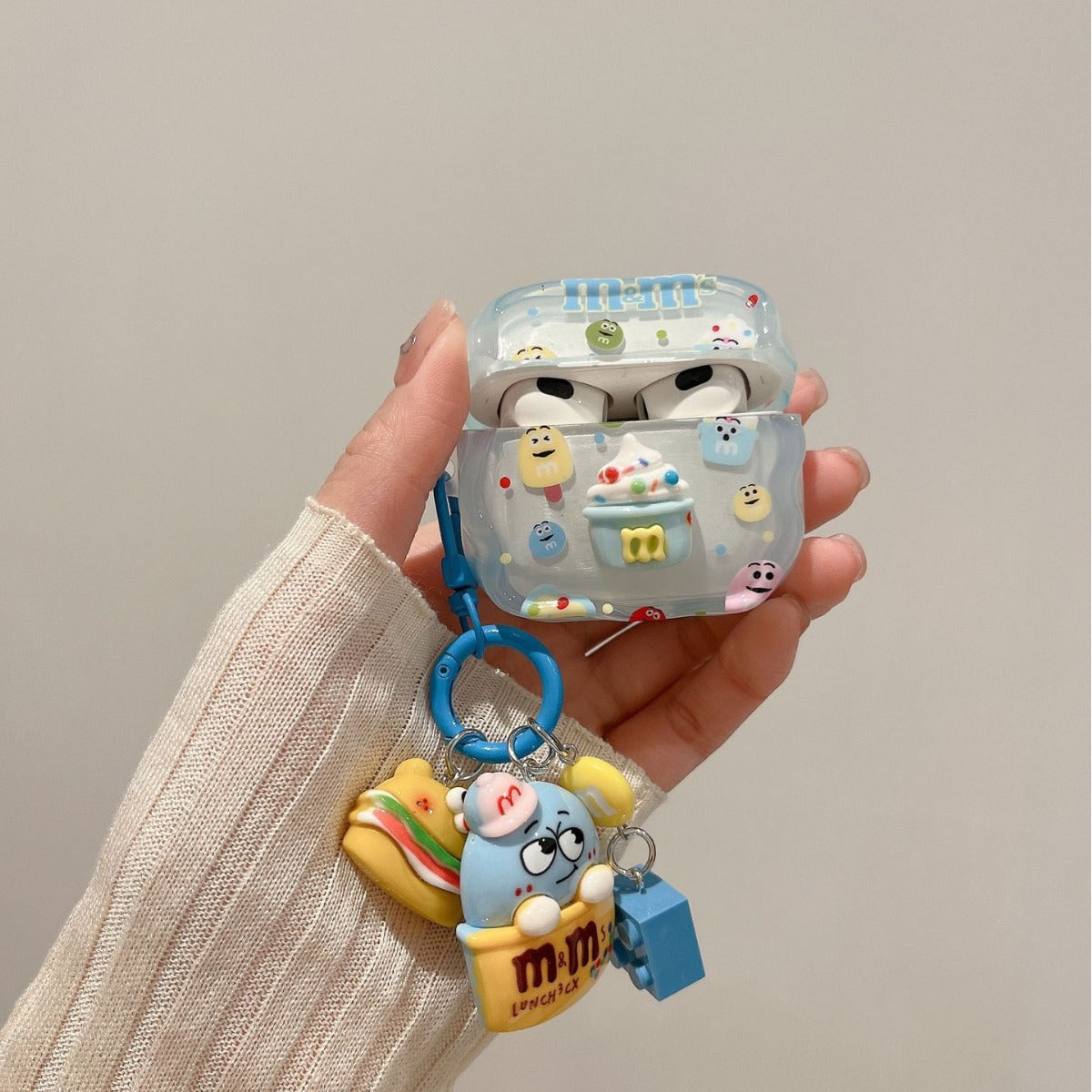 Novelty Blue M&M Character Keychain AirPods Case