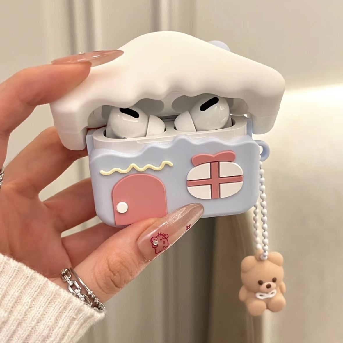 Cute Snow-Capped House AirPods Case