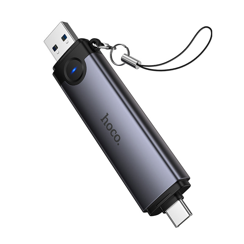 USB-A and USB-C 3-in-1 Multi-Function Memory Card Reader with Dual Connectors