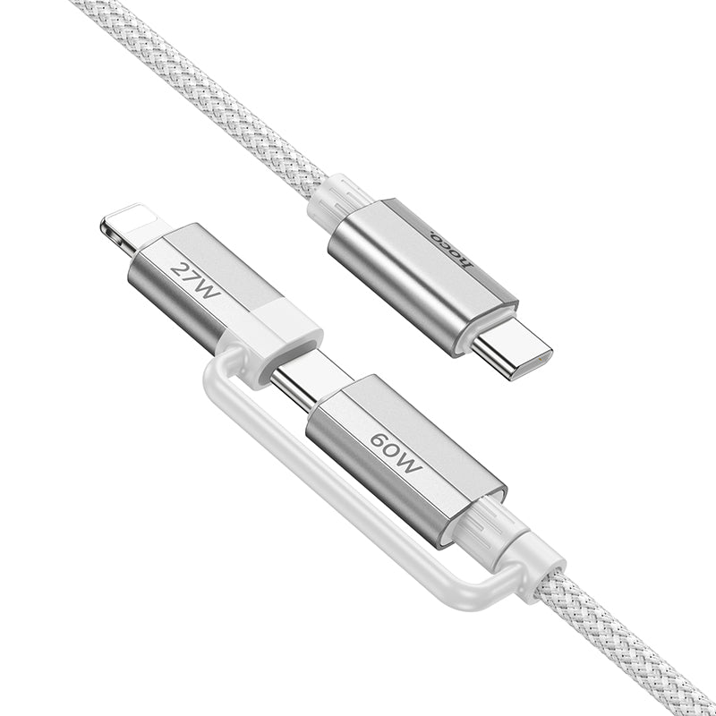 Hoco 2-in-1 USB-C to USB-C + Lightning Data and Charge Cable (1.2m)
