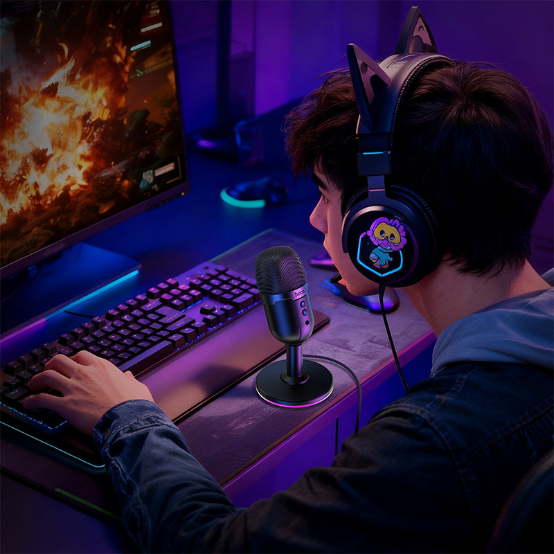 360° Omnidirectional USB Desktop Microphone with RGB Lighting