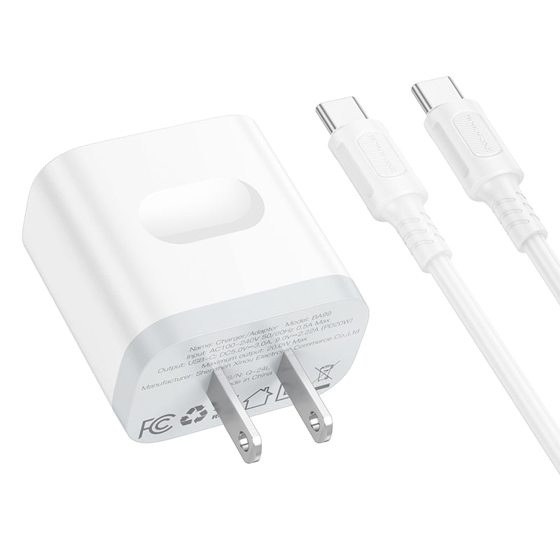 Borofone PD20W Charger Set with USB-C to USB-C Cable