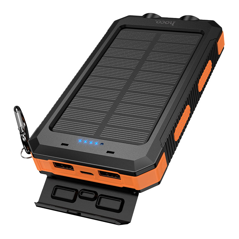 Solar Powered Power Bank with Dual Flashlights & Compass (8000mAh)