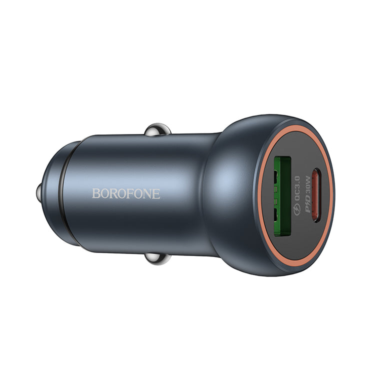 30W Aluminum USB-C Car Charger with USB-A PD and QC 3.0 Fast Port