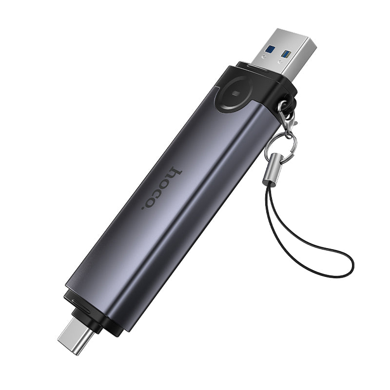 USB-A and USB-C 3-in-1 Multi-Function Memory Card Reader with Dual Connectors