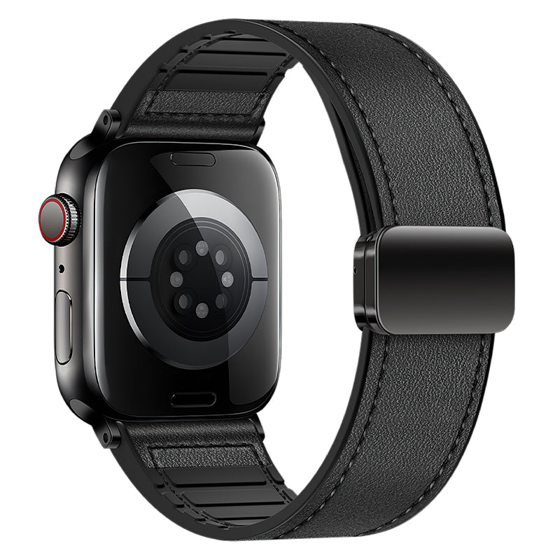 Apple Watch Band -  Basic series Two-Section Double Magnetic Buckle Silicone Leather Strap
