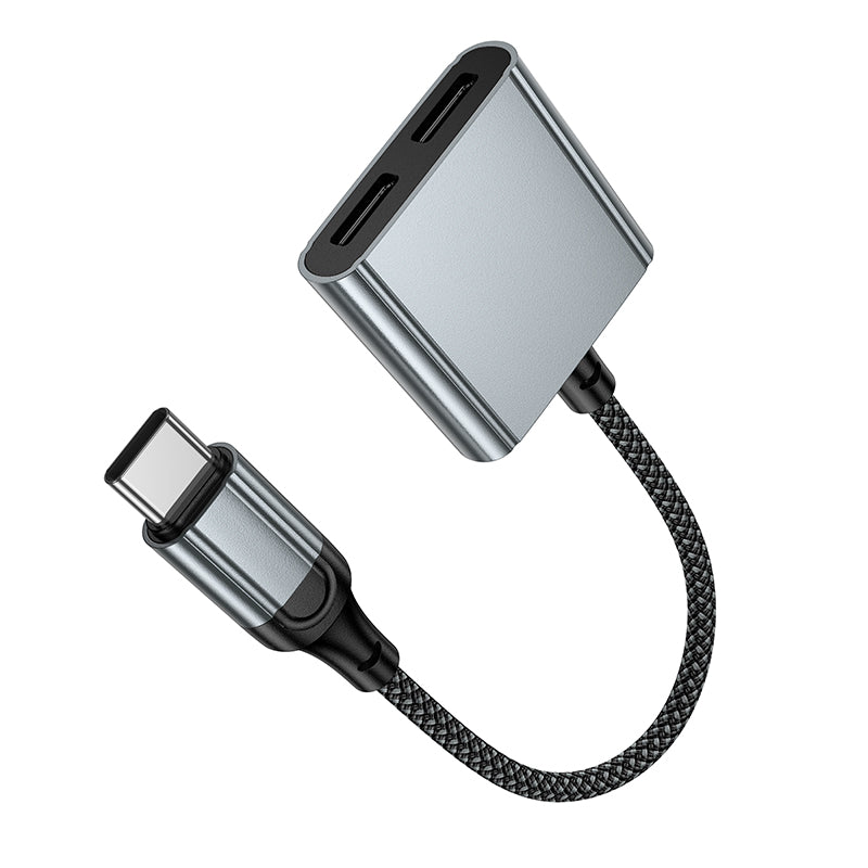 2-in-1 Type-C to Dual Type-C Audio Adapter with 10W Charging