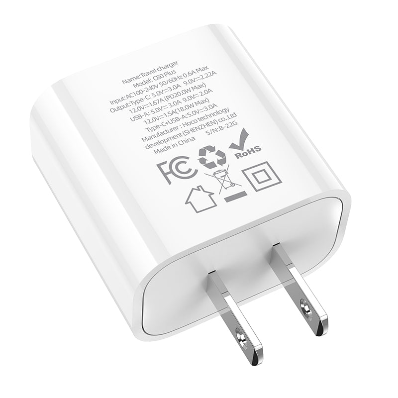 Quick Compact Charger 20W Dual Port USB-C + USB-A - SKmobile Canada