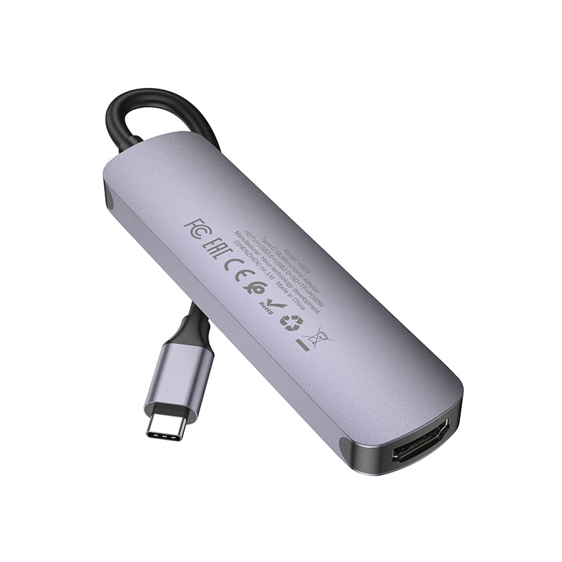 6 in 1 USB-C HUB (HDMI+USB3.0+USB2.0+SD+TF+PD)