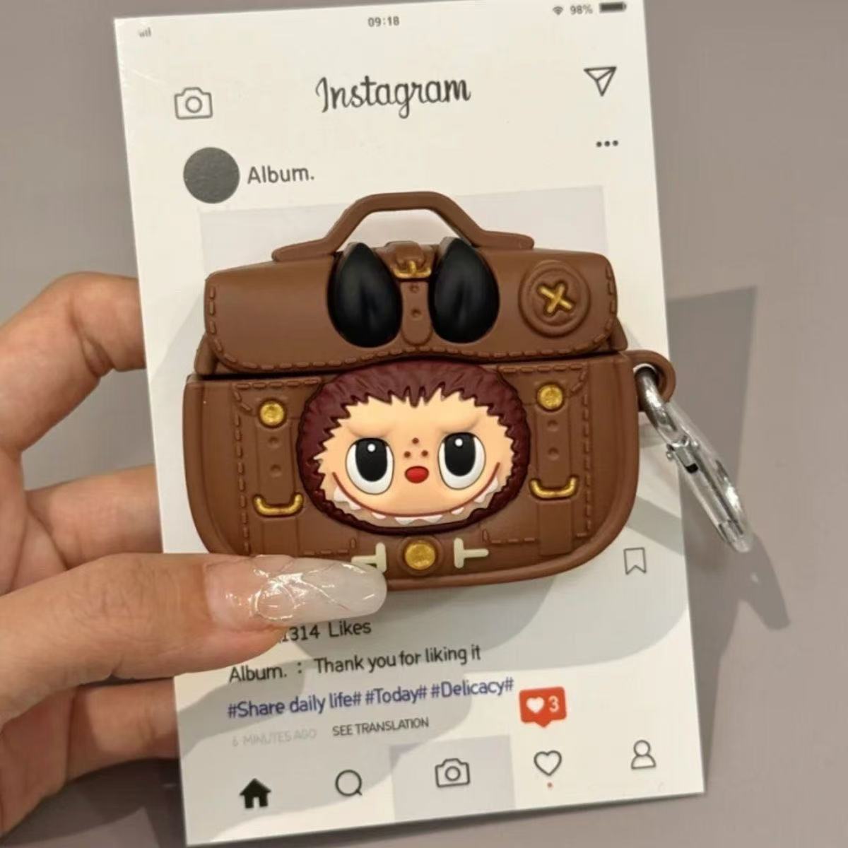 Brown Suitcase Briefcase AirPods Case