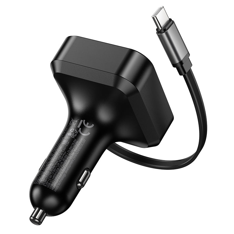 Guardian PD65W (2C1A) Car Charger with Retractable Cable