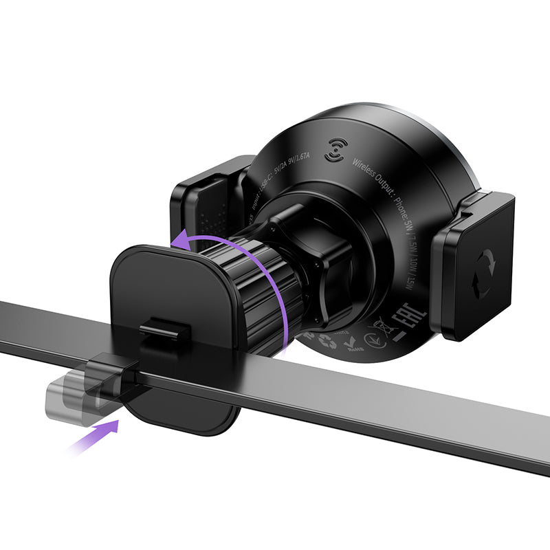 Power Electric MagSafe Wireless Charging Car Holder with Optional Clamp
