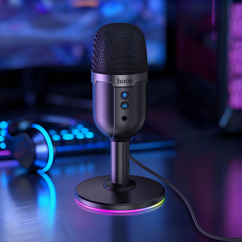 360° Omnidirectional USB Desktop Microphone with RGB Lighting