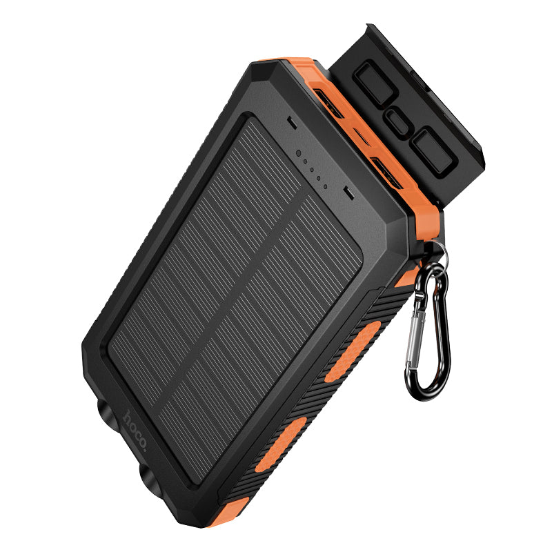 Solar Powered Power Bank with Dual Flashlights & Compass (8000mAh)
