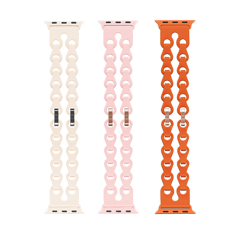 Breathable Chain-Link Silicone Bracelet Band for Apple Watch