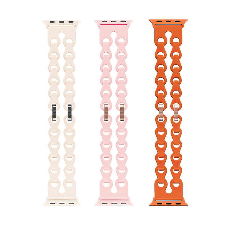 Breathable Chain-Link Silicone Bracelet Band for Apple Watch