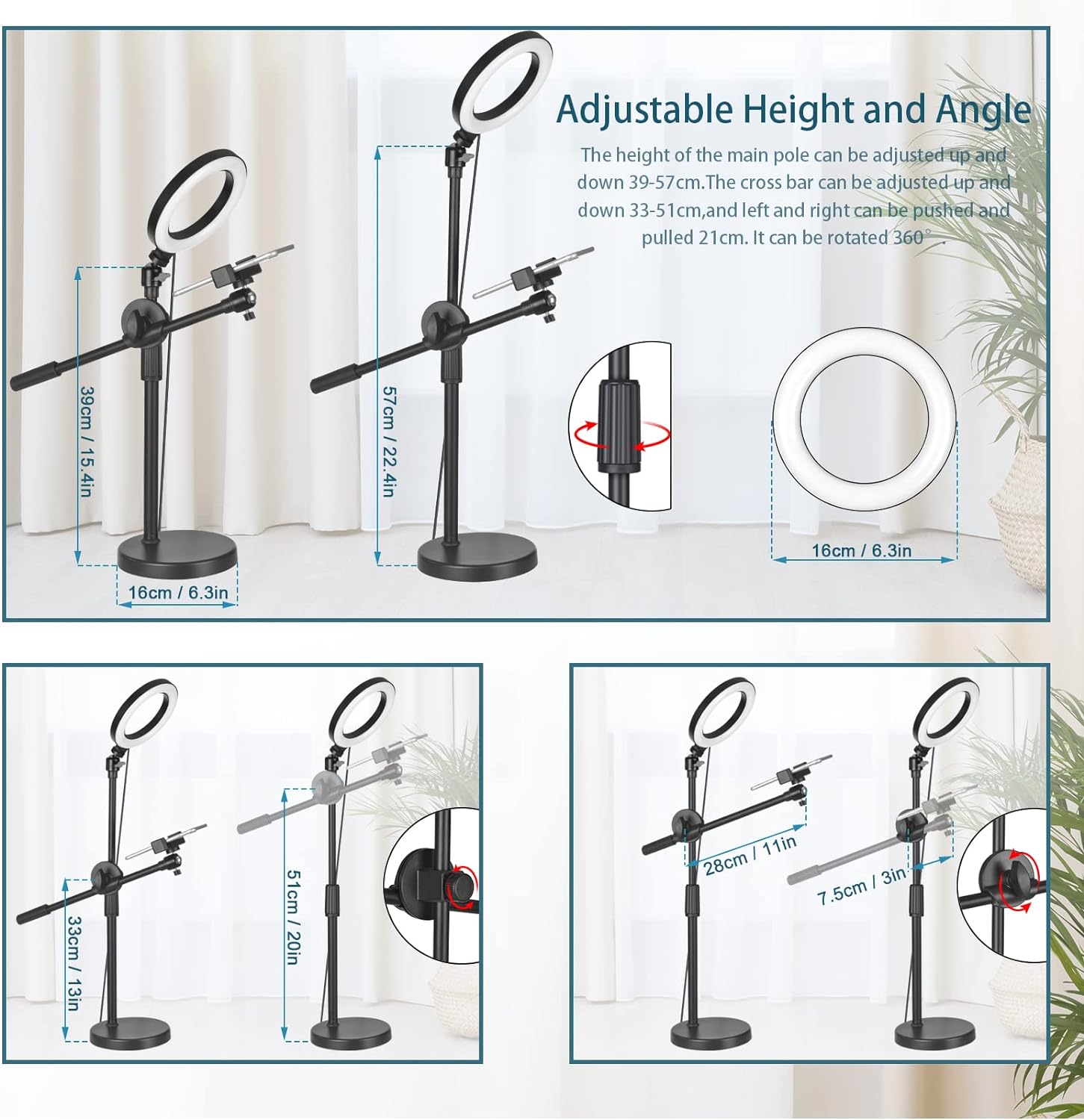 Phone Holder Tripod with Ring Light (16cm)