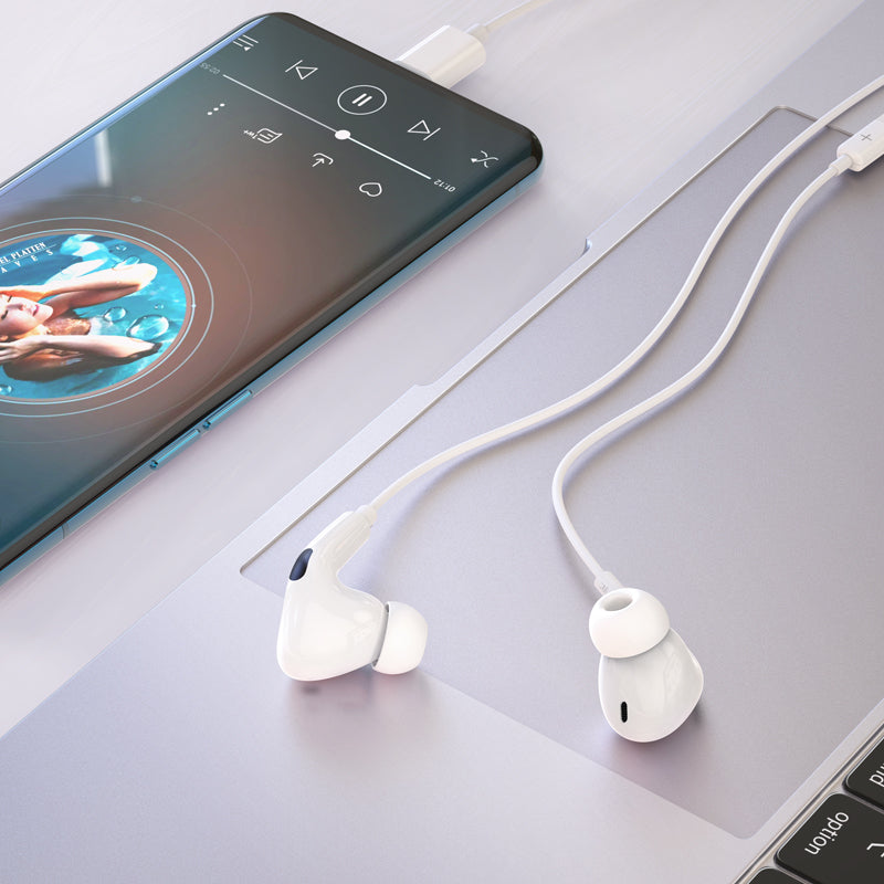 Hoco USB-C Wired Volume Controlled Soft Buds Digital Earphones with Mic