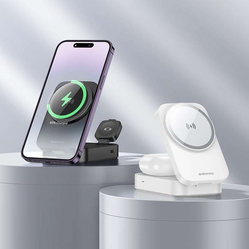 Sharp Portable 3-in-1 Folding Magnetic Wireless Fast Charger