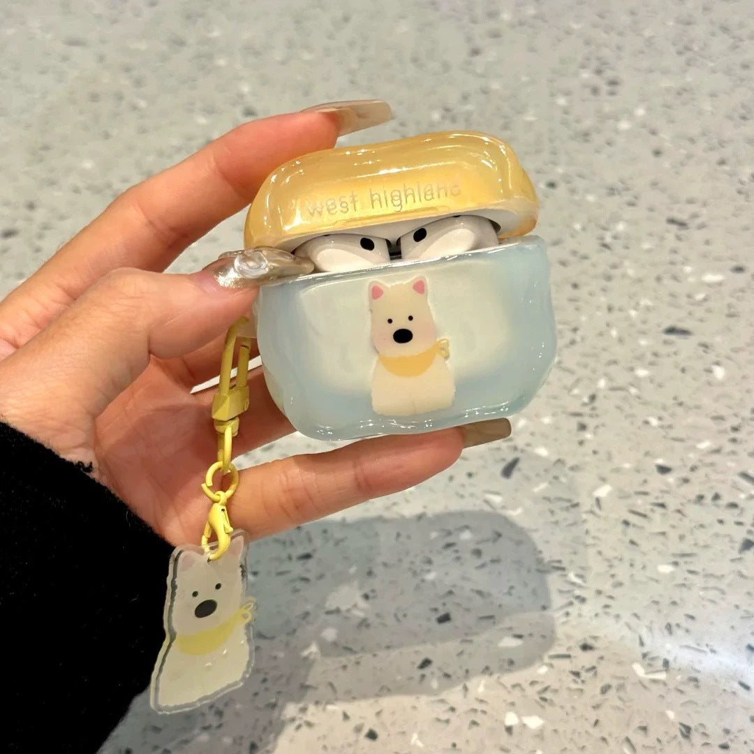 Novelty Cartoon Westie Dog AirPods Case