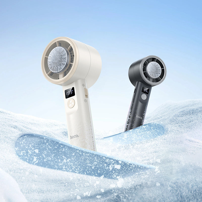 Portable Handheld Cooling Fan with Ice Cooling Plate and Digital Display