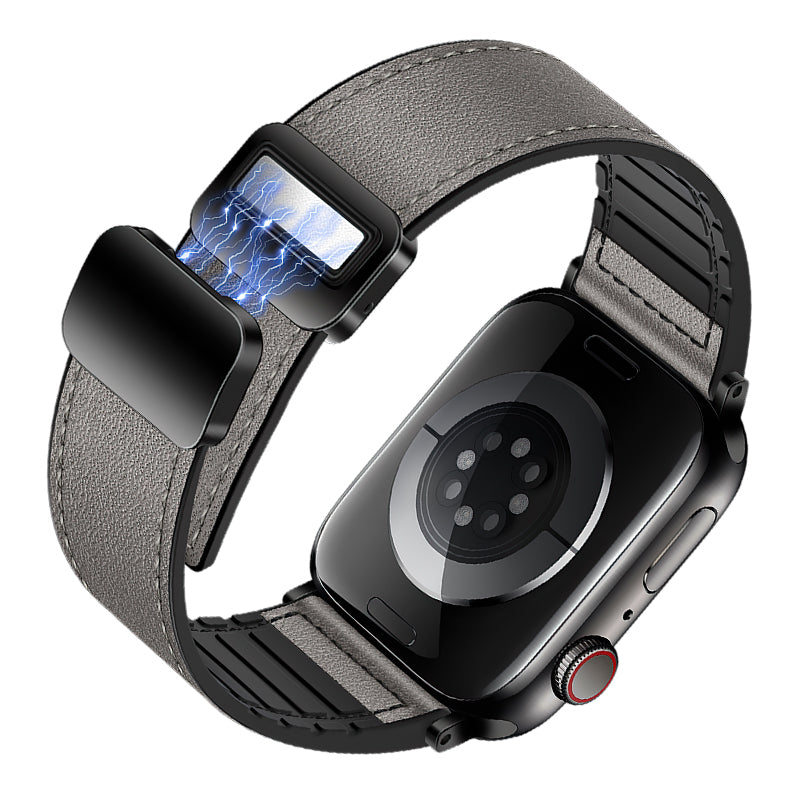 Apple Watch Band -  Basic series Two-Section Double Magnetic Buckle Silicone Leather Strap