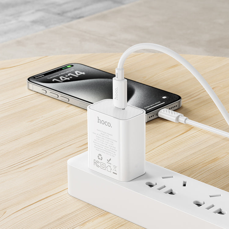 20W USB-C Fast Charger Wall Adapter Set with USB-C to USB-C Cable (1m)
