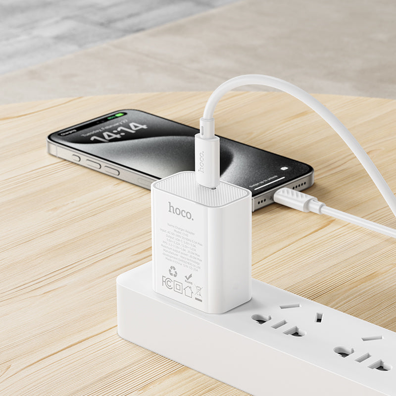 20W USB-C Fast Charger Wall Adapter Set with USB-C to USB-C Cable (1m)