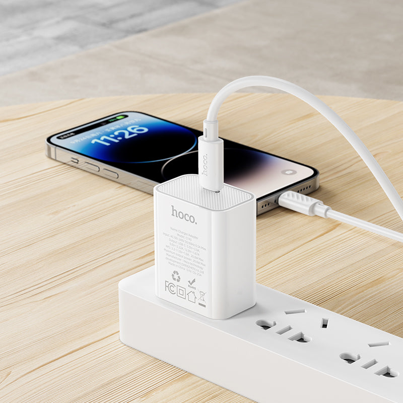 20W Power Delivery Fast Charger Block and USB-C to Lightning Charging Cable (1m)