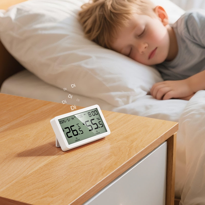 Indoor Electronic Alarm Clock, Thermometer, and Hygrometer