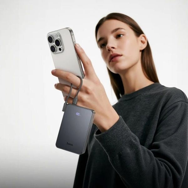 3C Certified Fast Charging Power Bank with Built-in Cable & LED Display (20000mAh)