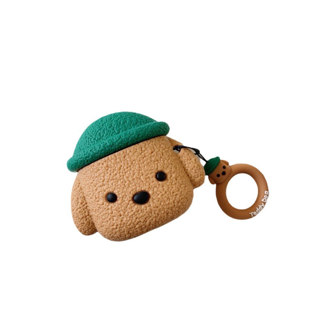 Green Hat Teddy Dog AirPods Case