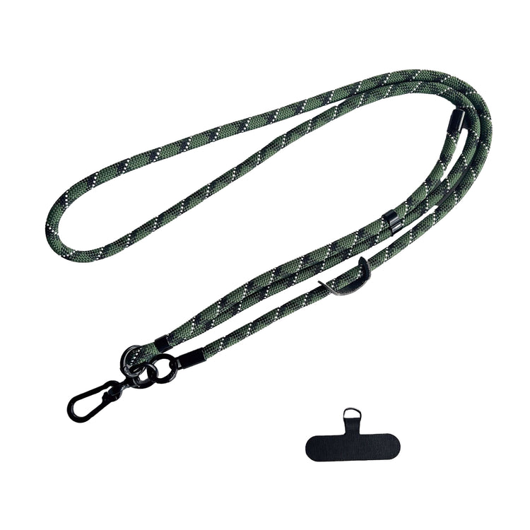 Adjustable Neck & Shoulder Strap (Dark Green w/ Black White Stripe)