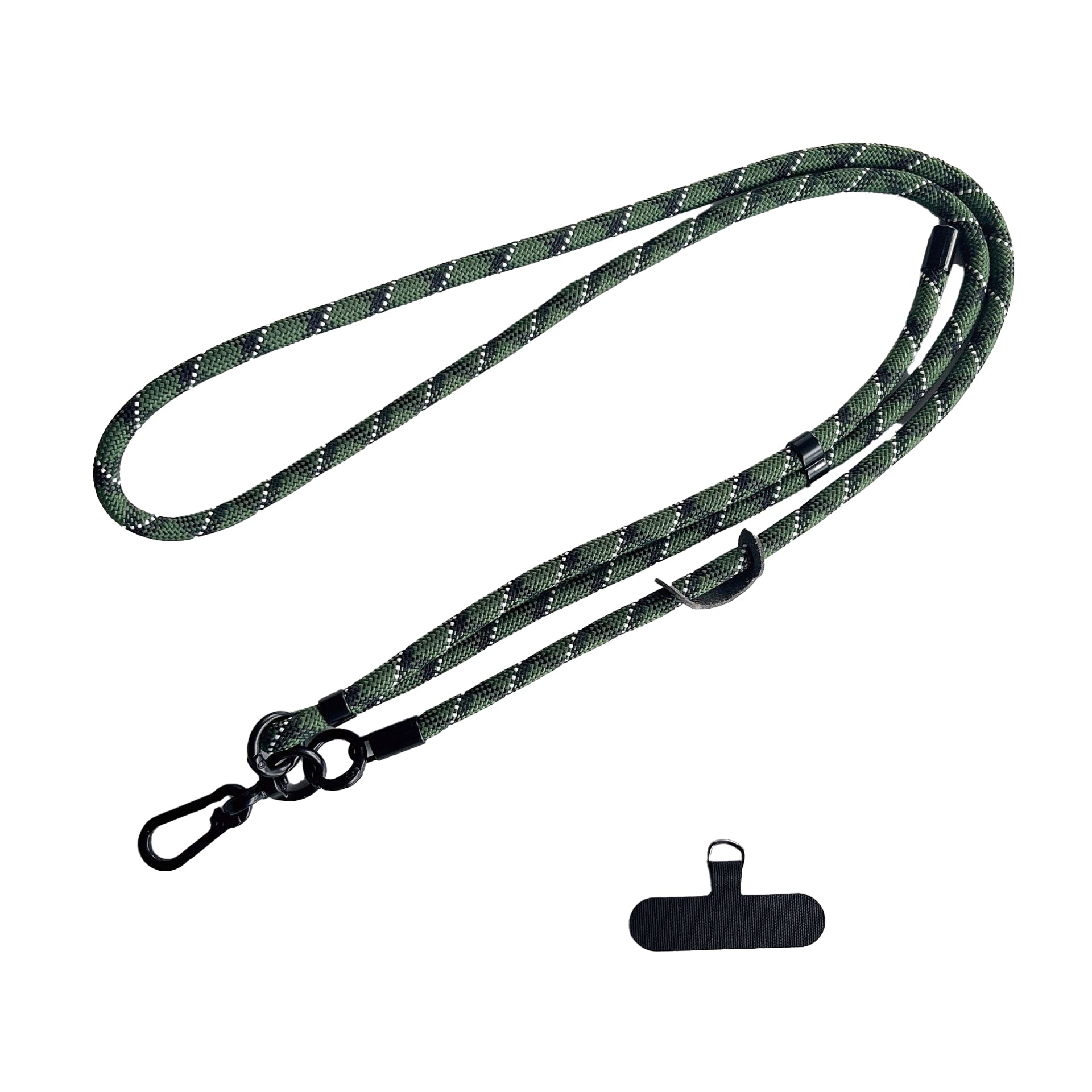 Adjustable Neck & Shoulder Strap (Dark Green w/ Black White Stripe)