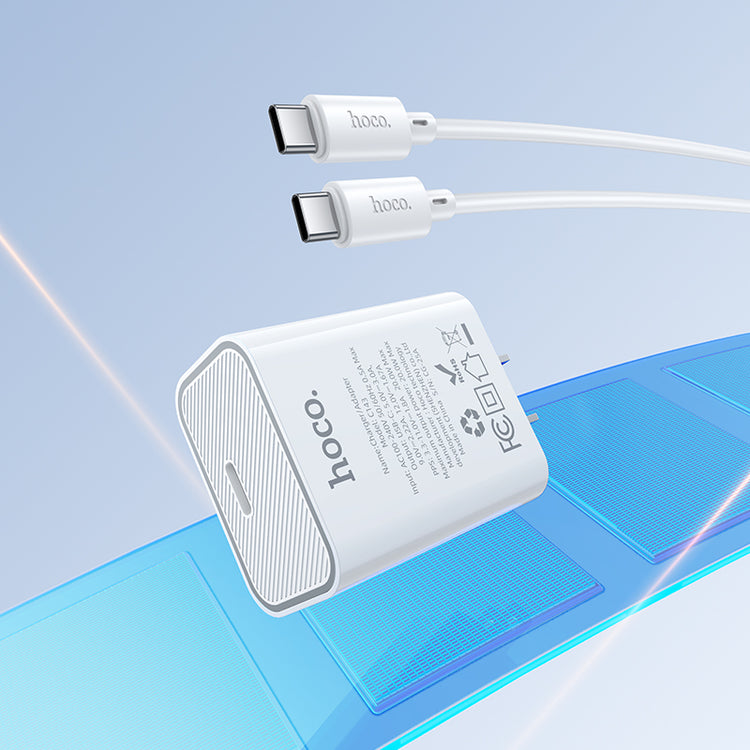 20W USB-C Fast Charger Wall Adapter Set with USB-C to USB-C Cable (1m)