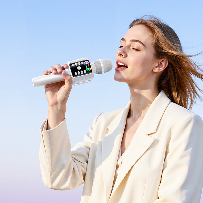 Portable Wireless Bluetooth Karaoke Microphone with RGB Speaker