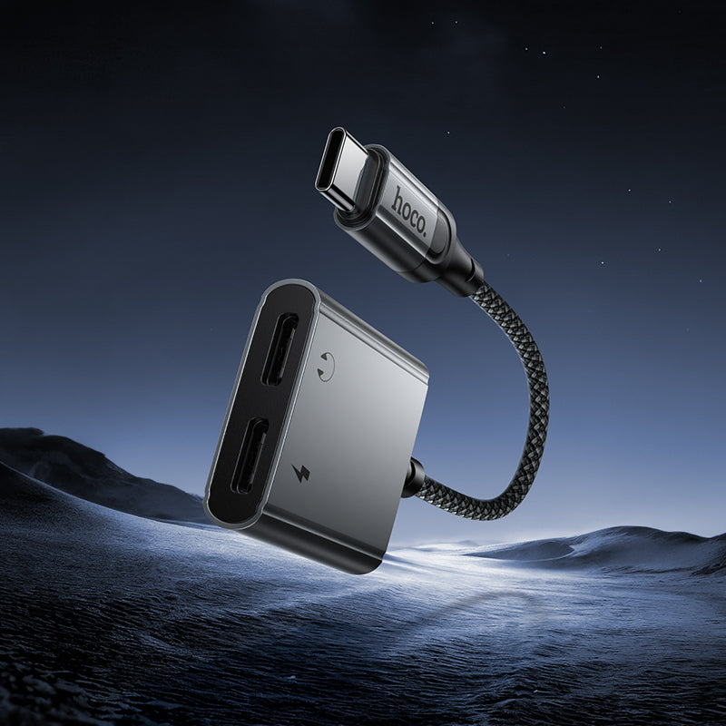 2-in-1 Type-C to Dual Type-C Audio Adapter with 10W Charging