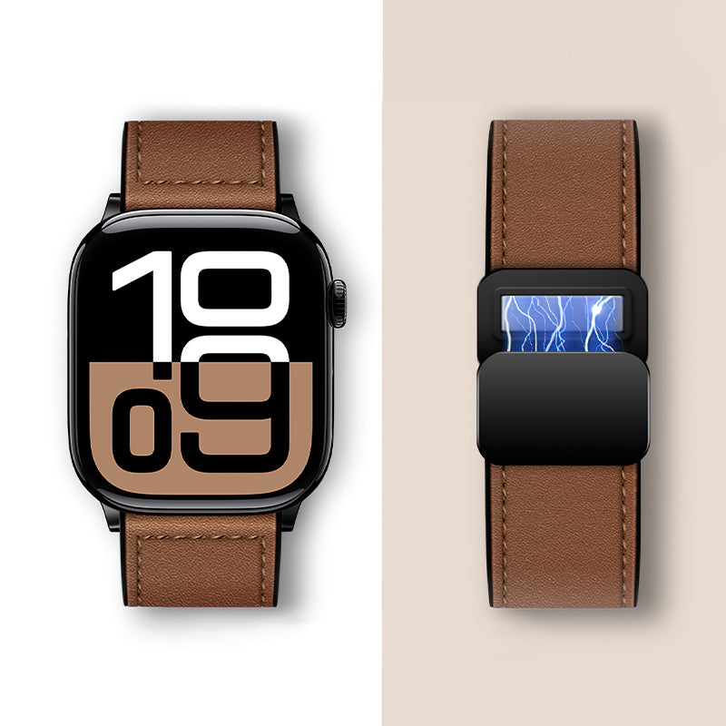 Apple Watch Band -  Basic series Two-Section Double Magnetic Buckle Silicone Leather Strap