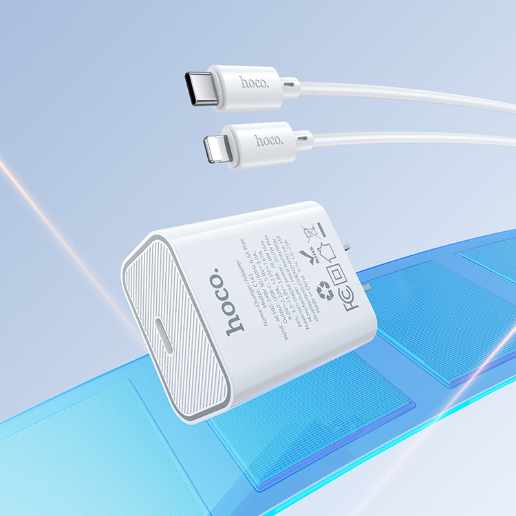 20W Power Delivery Fast Charger Block and USB-C to Lightning Charging Cable (1m)