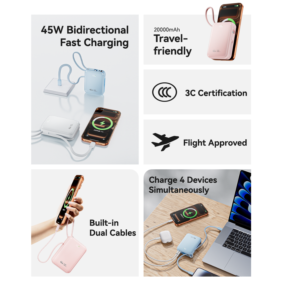3C Certified C03 Interstellar Series 45W Power Bank with Built-in Cable (20000mAh)