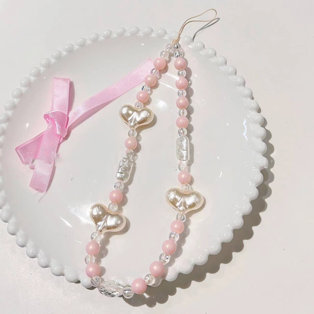 Pearl Heart Wrist Strap